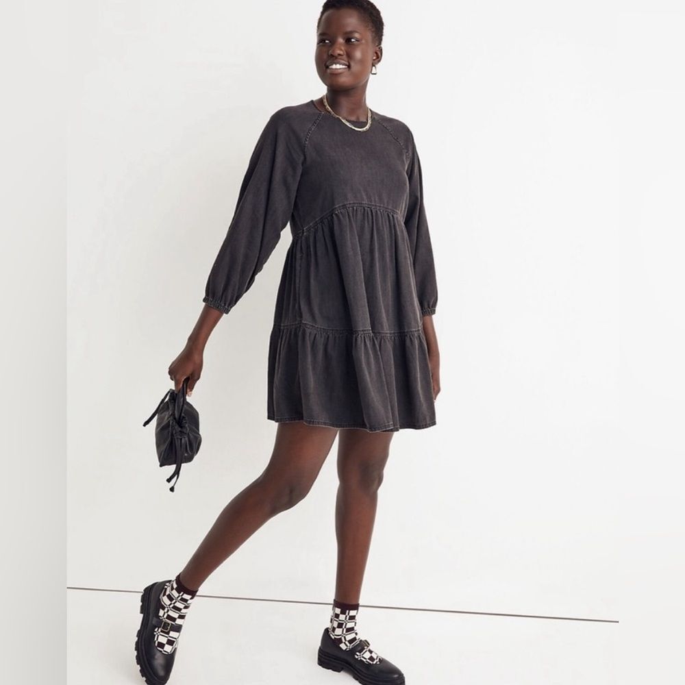 Madewell denim raglan sleeve mini dress lunar wash